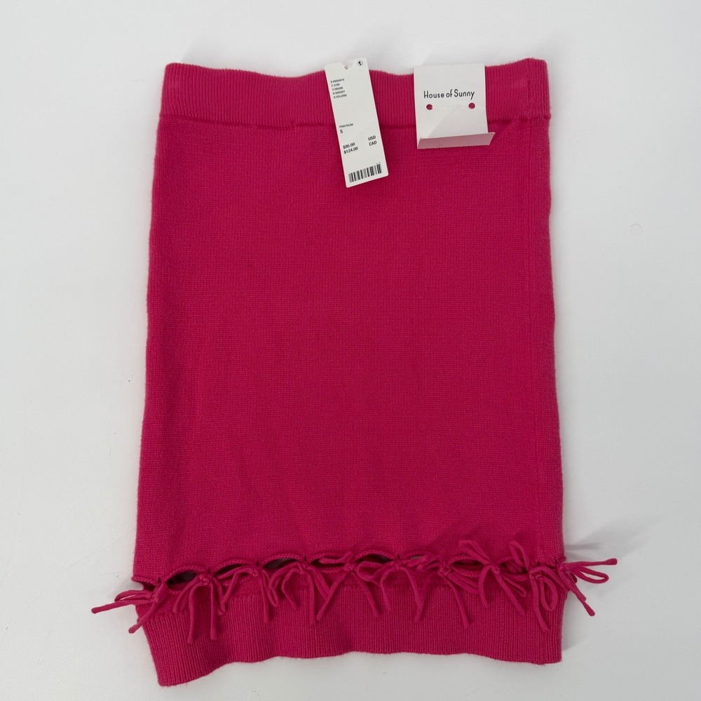 House of Sunny Pink Knit Mini Skirt Womens Size S NWT Y2K Indie Soft Goth
